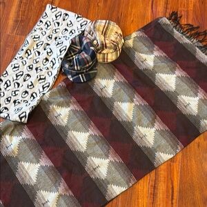 Geometric Patterned Scarf with Fringe, hats